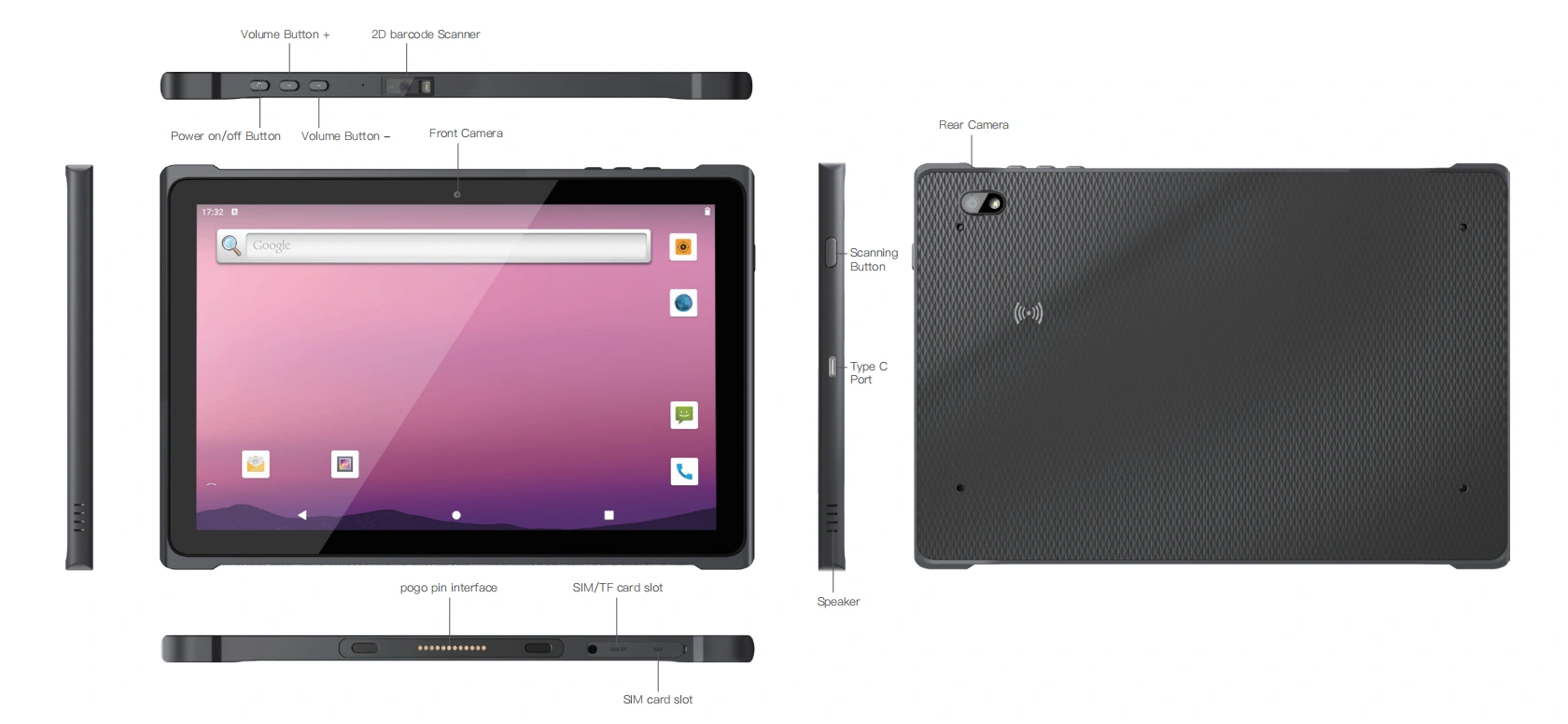 Six Views of Rugged Tablet PC EM-T195